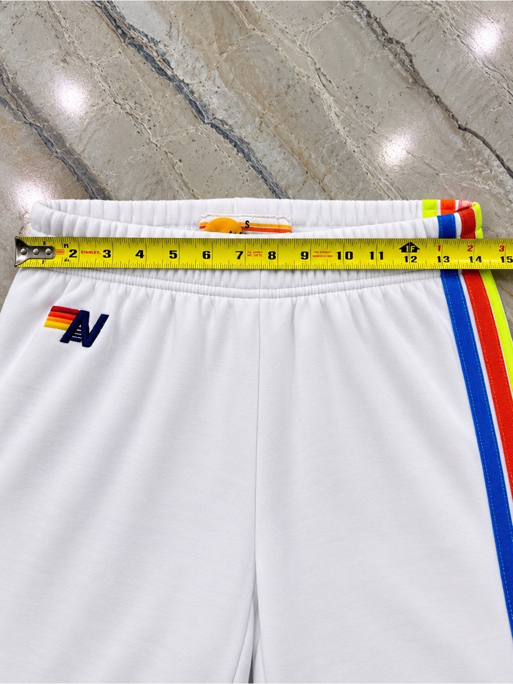Aviator Nation White Track Pants with Rainbow Side Stripes - Picture 10 of 10